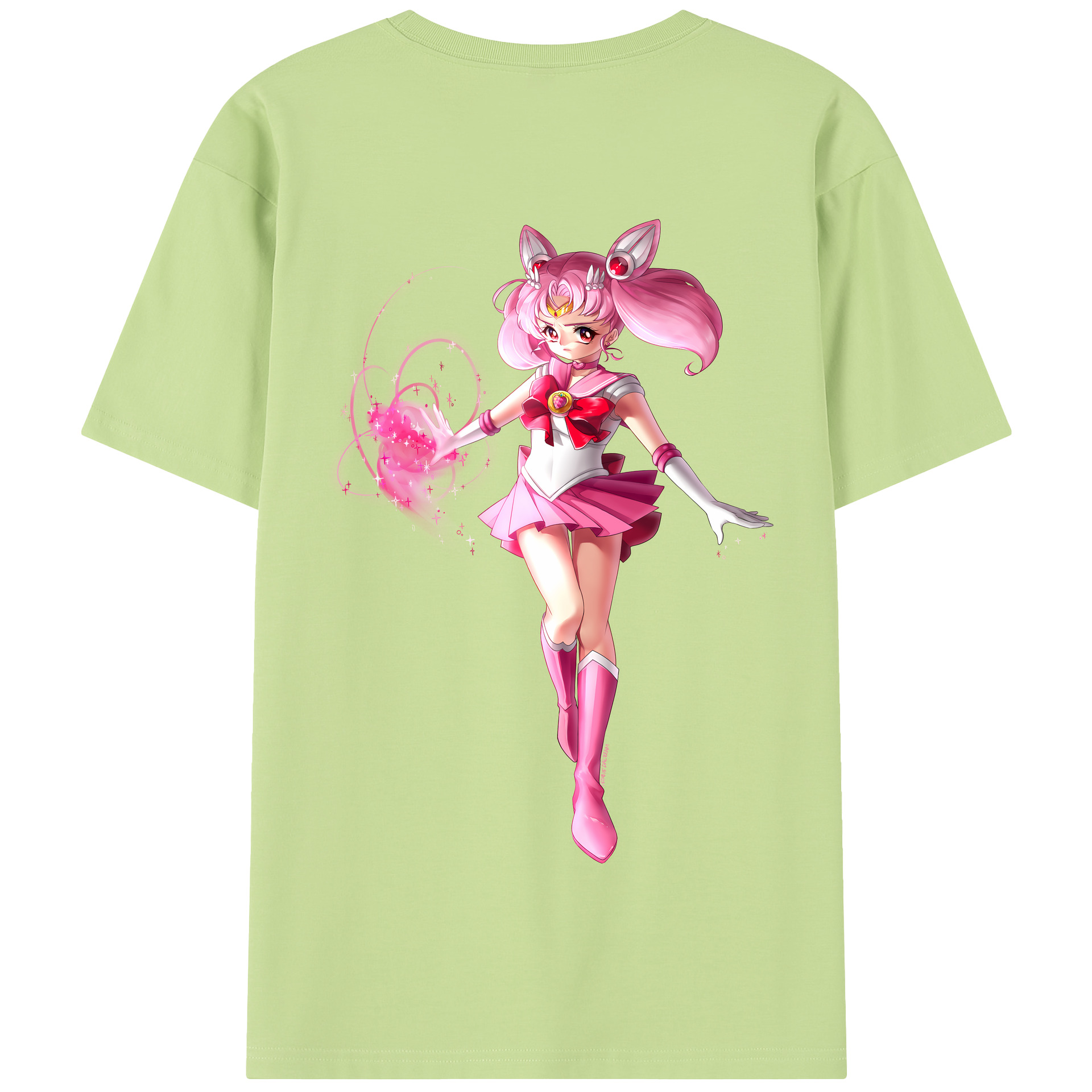 （画像用） 美少女戦士セーラームーン ちびうさ Sailor Moon Chibiusa Tsukino Usagi Small Lady Serenity 綿100％半袖Tシャツ（背面プリント）